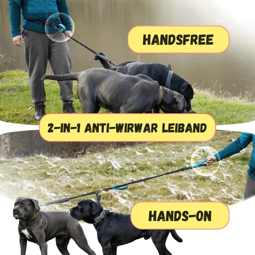 Twistfree Duo Leiband Handsfree dubbele Hondenleiband