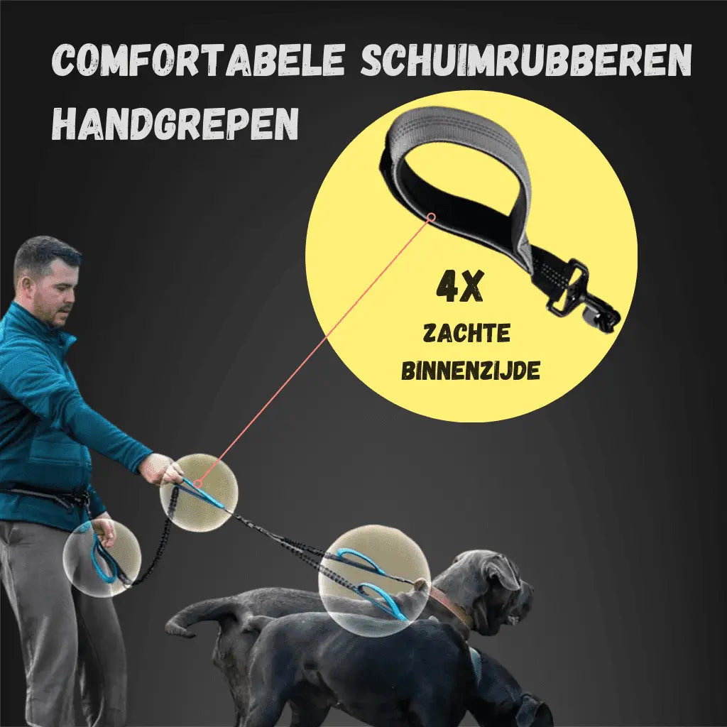 Twistfree Duo Leiband Handsfree dubbele Hondenleiband