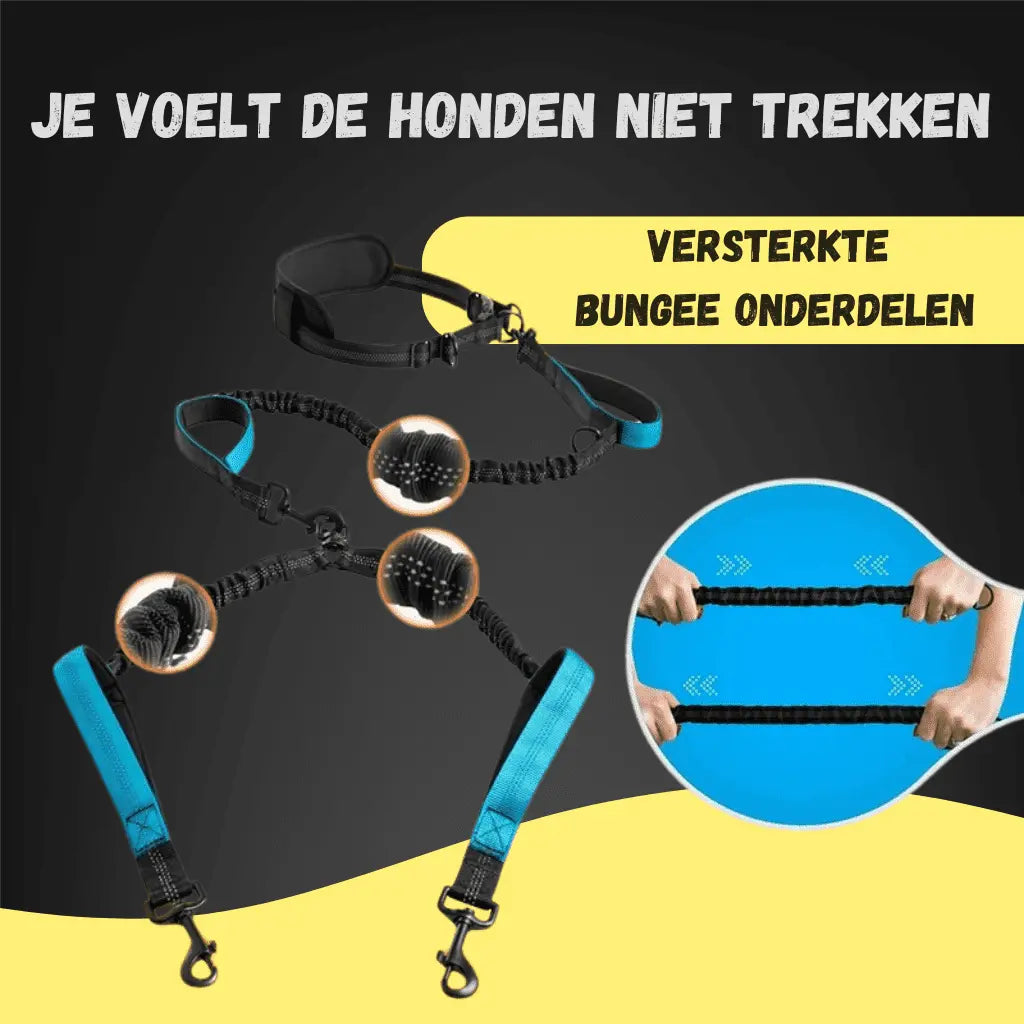 Twistfree Duo Leiband Handsfree dubbele Hondenleiband